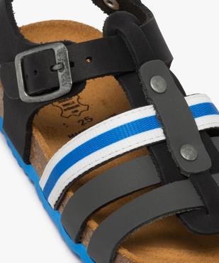 Sandales garçon à brides en cuir et semelle contrastée vue6 - GEMO (ENFANT) - GEMO