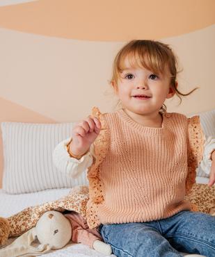 Pull avec manches en gaze de coton bébé fille vue5 - GEMO(BEBE DEBT) - GEMO