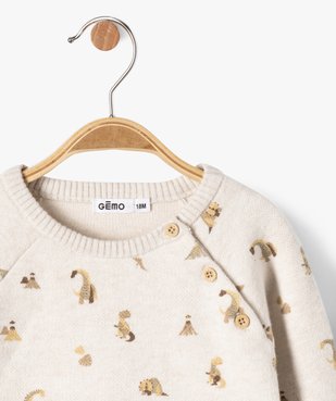 Pull à manches raglan imprimé dinosaures bébé garçon vue2 - GEMO(BEBE DEBT) - GEMO