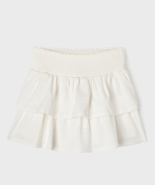 Jupe short à volants et taille à smocks fille vue1 - GEMO 4G FILLE - GEMO