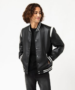 Blouson style universitaire en cuir imitation homme vue2 - GEMO (HOMME) - GEMO