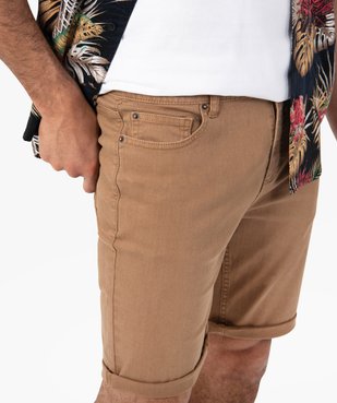 Bermuda homme en coton extensible aspect jean vue2 - GEMO (HOMME) - GEMO
