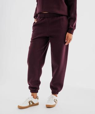 Pantalon de jogging en molleton uni à taille élastiquée femme vue1 - GEMO 4G FEMME - GEMO