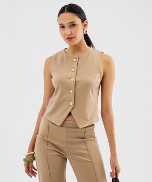 Gilet de costume sans manches à boutons dorés femme vue1 - GEMO(FEMME PAP) - GEMO