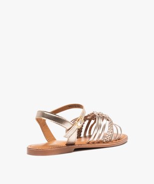 Sandales femme à fines brides métallisées en cuir - Tanéo vue4 - TANEO - GEMO