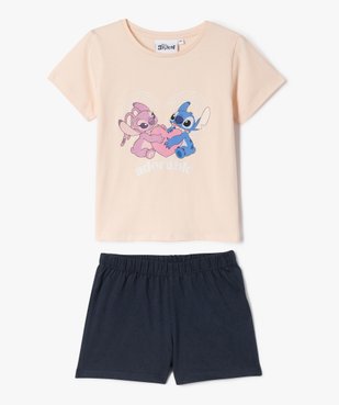 Pyjashort 2 pièces en coton imprimé fille - Stitch vue1 - LILO & STITCH - GEMO