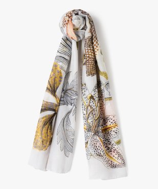 Foulard en voile imprimé fleurs et touches pailletées femme vue1 - GEMO 4G FEMME - GEMO