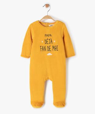 Pyjama bébé en velours avec inscription sur l’avant vue1 - GEMO(BB COUCHE) - GEMO