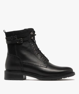 Bottines femme vintage dessus en cuir à lacets et à zip intérieur vue2 - GEMO (CASUAL) - GEMO
