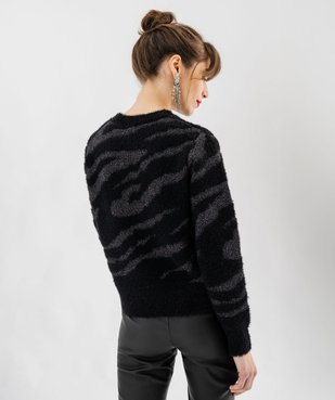 Pull en maille duveteuse bicolore femme vue3 - GEMO(FEMME PAP) - GEMO