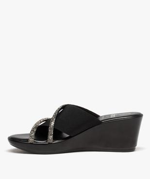 Mules femme à talon compensé et brides strass vue3 - GEMO(URBAIN) - GEMO