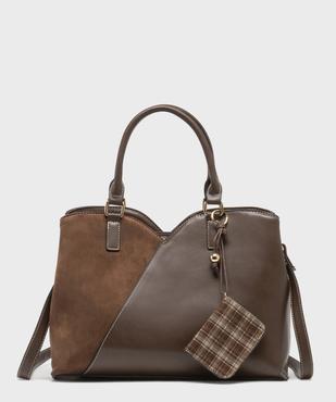 Sac à main bi-matière avec pampille pochette femme vue1 - GEMO (ACCESS) - GEMO