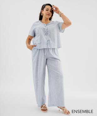 Ensemble blouse et pantalon rayé femme - GEMO
