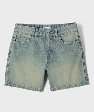 Short en jean délavé coupe large fille vue1 - GEMO (JUNIOR) - GEMO