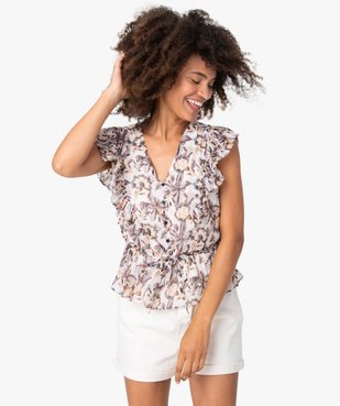 Blouse femme sans manches à volants plissés vue1 - GEMO(FEMME PAP) - GEMO