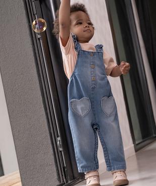 Salopette en jean avec entrejambe zippé bébé fille vue6 - GEMO 4G BEBE - GEMO