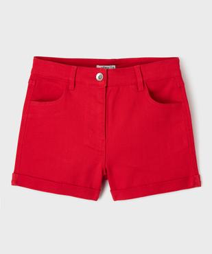 Short en denim avec revers cousus fille vue1 - GEMO (JUNIOR) - GEMO