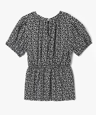 Blouse manches ballon à basque en viscose fleurie fille vue3 - GEMO 4G FILLE - GEMO