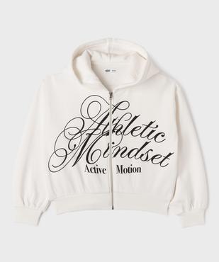 Sweat zippé à capuche en molleton imprimé fille vue1 - GEMO 4G FILLE - GEMO