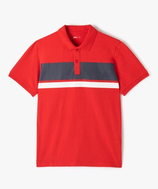 Polo garçon à manches courtes avec rayures sur le buste vue1 - GEMO (JUNIOR) - GEMO
