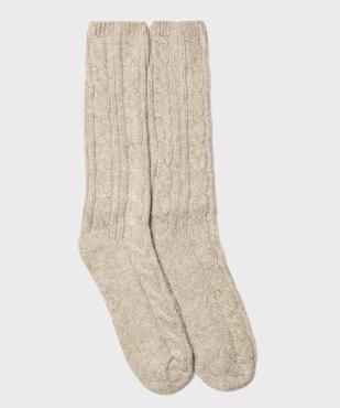 Chaussettes hautes torsadées et épaisses femme vue1 - GEMO(HOMWR FEM) - GEMO