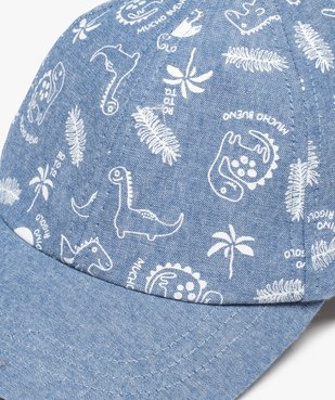 Casquette bébé garçon en jean imprimé de motifs dinosaures vue3 - GEMO(BEBE DEBT) - GEMO