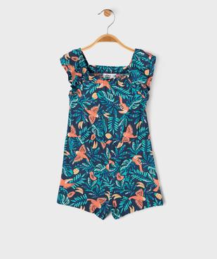 Combishort sans manches fluide à col bardot bébé fille vue1 - GEMO 4G BEBE - GEMO