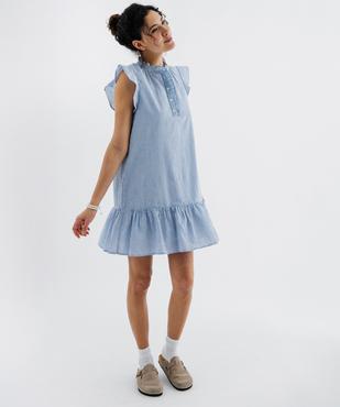 Robe courte sans manches en seersucker rayé femme vue1 - GEMO(FEMME PAP) - GEMO
