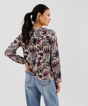 Tee-shirt à manches longues et col V femme vue3 - GEMO 4G FEMME - GEMO