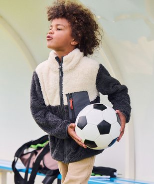 Sweat zippé à col montant en maille peluche garçon vue1 - GEMO (ENFANT) - GEMO