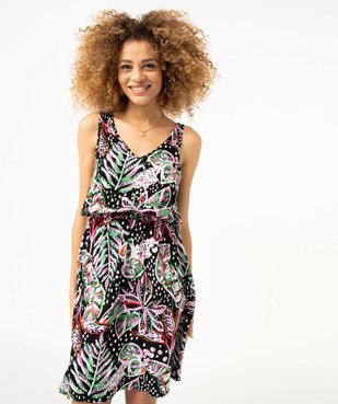 Robe femme à motifs exotiques avec double encolure V  vue1 - GEMO 4G FEMME - GEMO