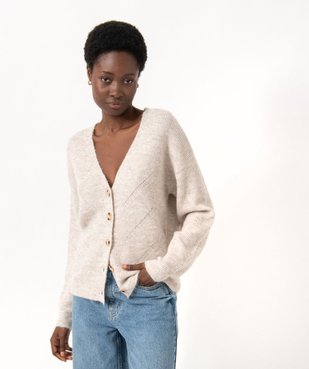 Gilet à col V en maille douillette avec gros boutons femme vue5 - GEMO(FEMME PAP) - GEMO
