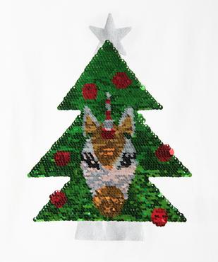 Tee-shirt de Noël fille à manches courtes et sequins réversibles vue3 - GEMO (ENFANT) - GEMO