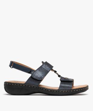 Sandales confort dessus cuir pailleté fermetures à scratch femme vue1 - G'FLEX - GEMO