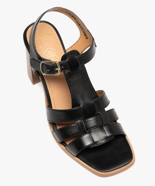 Sandales à brides dessus cuir à talon haut femme - Tanéo vue5 - TANEO - GEMO
