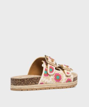 Mules double bride en textile à motifs fleuris avec semelle plateforme femme - 5 Miles vue4 - 5 MILES - GEMO