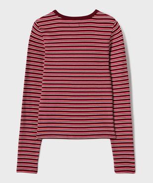 Tee-shirt manches courtes rayé en jersey extensible fille vue3 - GEMO 4G FILLE - GEMO