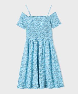 Robe fleurie à fines bretelles et buste smocké fille vue3 - GEMO 4G FILLE - GEMO