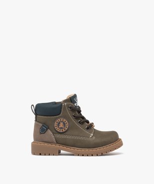 Boots bébé garçon mid-cut lisses à lacets et à zip - LuluCastagnette vue1 - LULU CASTAGNETT - GEMO