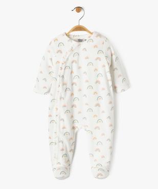 Pyjama en velours ouverture devant à motifs arc-en-ciel bébé fille vue1 - GEMO 4G BEBE - GEMO