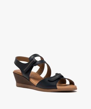 Sandales femme à petit talon compensé et brides scratch vue2 - GEMO(URBAIN) - GEMO
