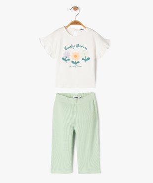 Ensemble 2 pièces pantalon et tee-shirt manches courtes bébé fille vue1 - GEMO(BEBE DEBT) - GEMO