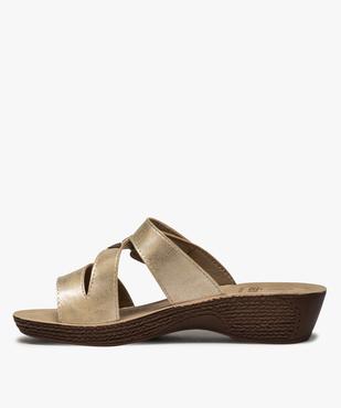 Mules femme confort brides métallisées à scratch vue3 - GEMO (CONFORT) - GEMO