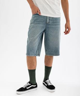 Bermuda en jean délavé large homme vue1 - GEMO 4G HOMME - GEMO