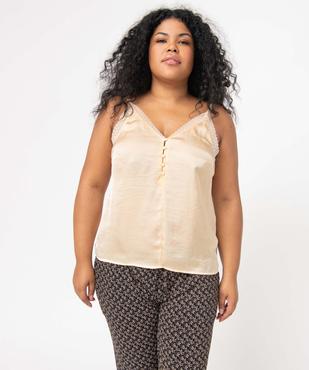 Débardeur femme grande taille en satin, viscose stretch et dentelle vue2 - GEMO(HOMWR FEM) - GEMO