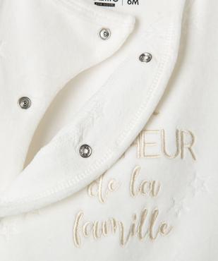 Pyjama en velours ouverture devant avec message  bébé vue2 - GEMO 4G BEBE - GEMO