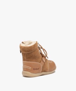 Boots bébé garçon dessus en cuir uni fourrées sherpa - Kickers vue4 - KICKERS - GEMO