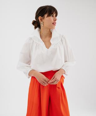 Blouse manches 3/4 en toile de coton unie femme vue6 - GEMO(FEMME PAP) - GEMO