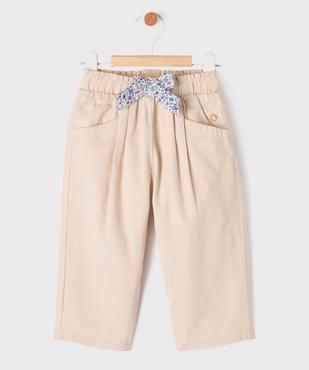 Pantalon en coton avec noeud à la taille bébé fille - LuluCastagnette vue1 - LULU CASTAGNETTE G4G D - GEMO