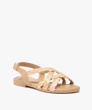 Sandales fille à talon plat et brides en fibres tressées vue2 - GEMO (ENFANT) - GEMO